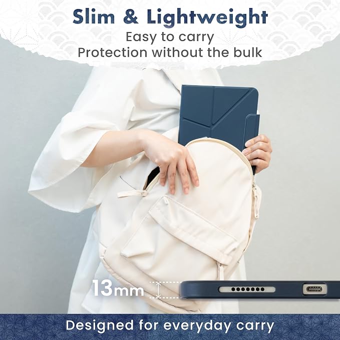 BELLEMOND iPad Case for iPad A16 11 2025 / 10th Gen 10.9 2022 | Origami Folio Stand | 6-Mode Foldable Magnetic Detachable Cover | Mamoru Ori Case | Black &amp Grey