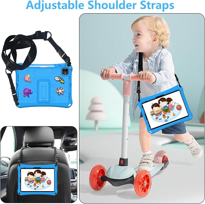Case for iPad 10.2 Inch 2021/2020/2019/ iPad Pro 10.5 Inch/Air 3rd Gen (2019) Shoulder Strap Kickstand Children Friendly Anti-Scratch Shockproof Case Lightpurple