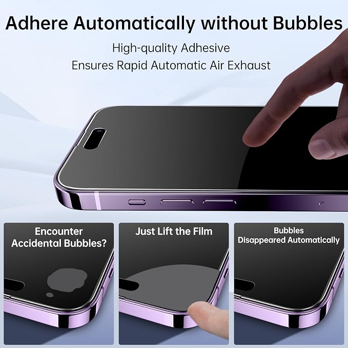 SYNCWIRE Privacy Screen Protector for iPhone 14 Pro Max with Easy Installation Kit [Military-Grade Protection] 9H Shatterproof Full Coverage Anti-Spy Tempered Glass 6.7 inch [2-Pack]