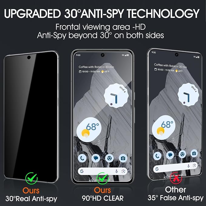 3 Pack Privacy Screen Protector for Google Pixel 10 9H Hardness Anti-Spy Tempered Glass Protection Film Google Pixel 10 6.3 Support Fingerprint Reader Anti-Scratch Case Friendly