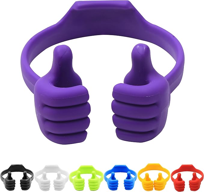 Honsky Cell Phone Tablet Stands (Pack of 5) Thumbs-up Cellphone Holder Tablet Display Stand Mobile Smartphone Mount Cradle for Desk Desktop - Universal Multi-Angle Cute Black