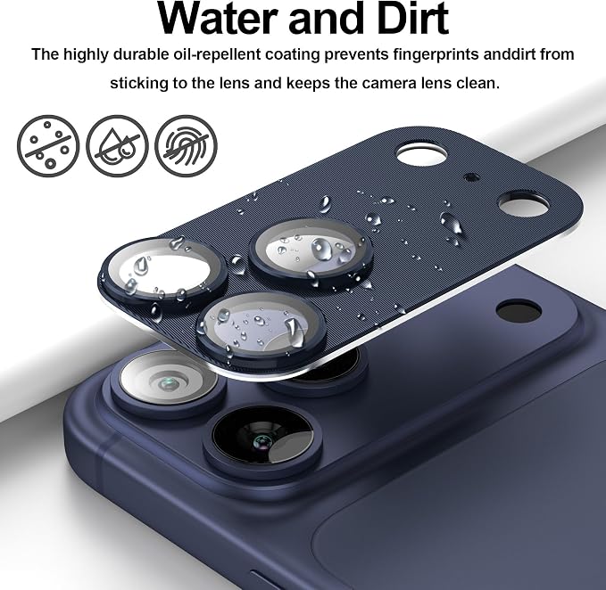 2 Pack for iPhone 17 Pro Camera Lens Protector Metal Aluminum Alloy Tempered Glass Cover Camera Screen Protector Accessories Case Friendly，for iPhone 17 Pro