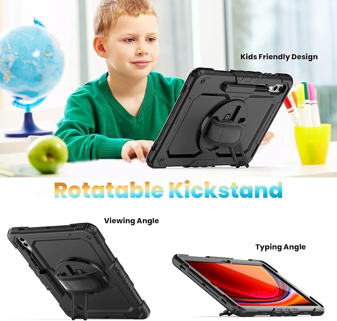 Case for Tab S10+ 2024/ S9+ Plus 12.4 inch | Heavy Duty Shockproof Cover for S9 FE+ Plus 5G with Screen Protector Pen Holder Stand Shoulder Strap