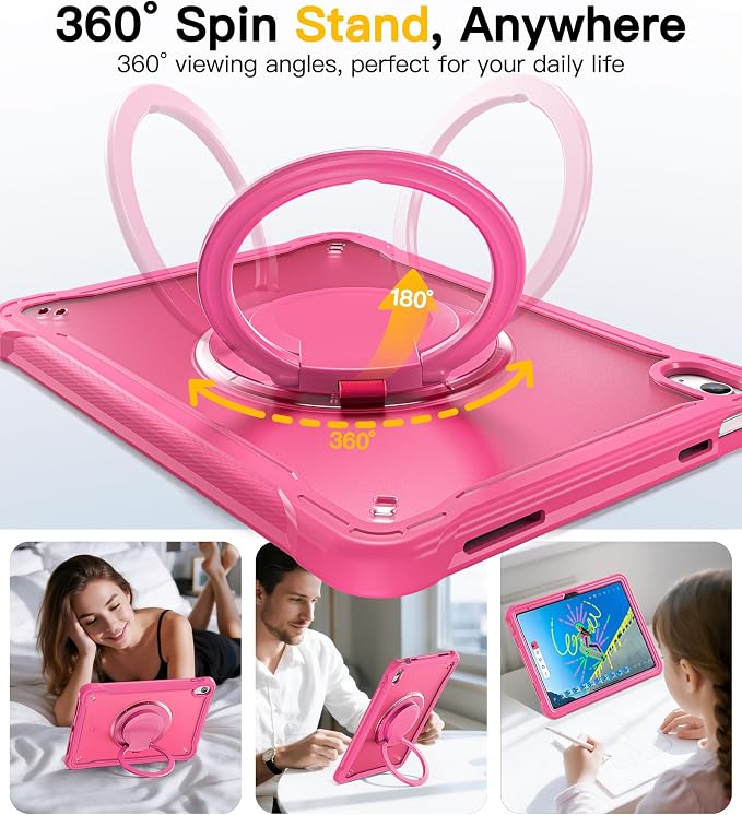 BRAECN for iPad (A16) 11th/10th Generation Case 11 inch 2025/10.9'' 2022 Handle Protective Cover 360 Rotating Ring Stand Shockproof Dropproof Case for Kids Kickstand &amp Pencil Holder &amp Shoulde