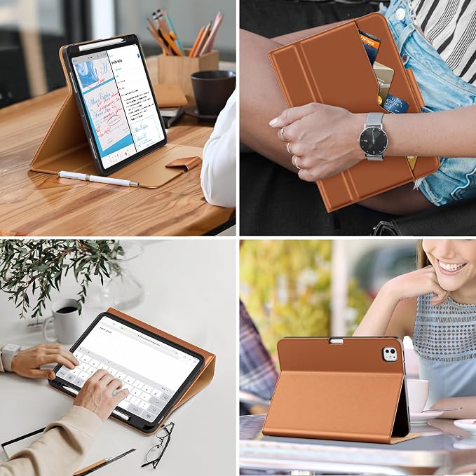 DTTO for iPad Pro 13 Inch Case M5/M4 2025/2024 Magnetic Clasp Multiple Angles Auto Wake/Sleep Premium Leather Business Folio Stand Smart Cover with Pencil Holder for iPad Pro 13 Blue