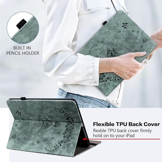 Case for All-New Amazon Fire HD 10 and 10 Plus Tablet (13th/11th Generation 2023/2021 Release) 10.1 Multi-Angle Flip PU Leather Cover with Stylus Holder for Fire HD 10 2023 Case Blue