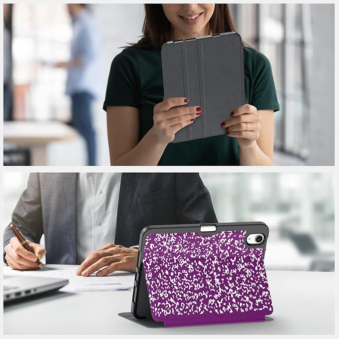 Case for iPad mini 7 (A17 Pro) 2024/Mini 6 2021 8.3-Book Black | Slim Lightweight Folio Stand Case Auto Wake/Sleep Soft TPU Back Cover with Pencil Holder for iPad mini 7th/6th Generation