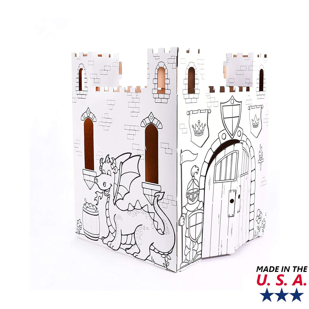 Easy Playhouse Cardboard Fairy Tale Castle - Kids Color & Draw Fort
