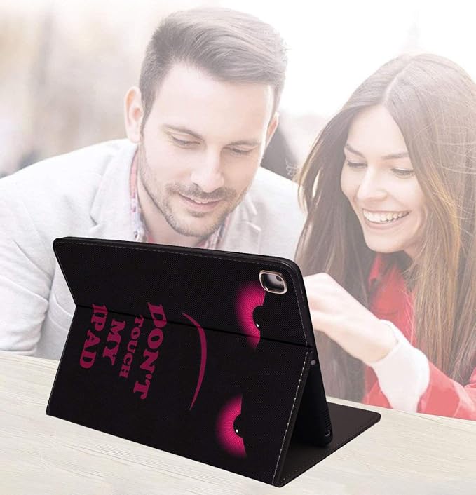LACOMA Case for iPad 9.7 2018/2017 iPad Air 1/2 Soft Rubber Back Cover Protective Leather Adjustable Stand Auto Wake&ampSleep Smart Case for ipad 6th/5th Gen - Don't Touch My iPad