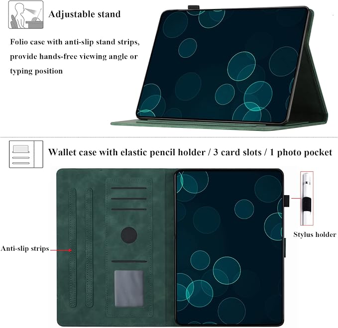 Fire HD 8 Case Slim Folding Stand Auto Wake/Sleep Wallet Case with Cards/Cash Holder for Amazon Fire HD 8(8th/7th/6th Gen 2018/2017/2016 Release)-Black