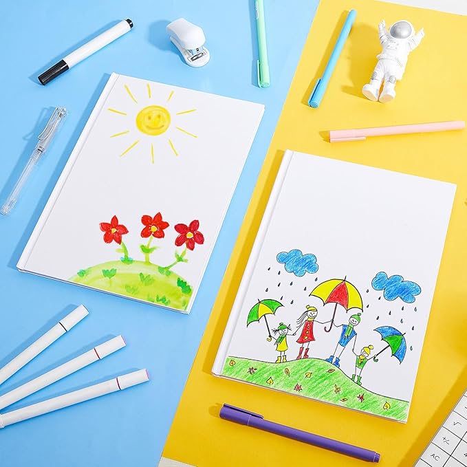 Henoyso Hardcover Blank Books for Kids to Write Stories Make Your Own Book Craft Unlined Notebook for Student Classroom DIY Drawing and Writing 40 Pages SketchBook for Kids Gift(10 Pack,7 x 10 Inch)