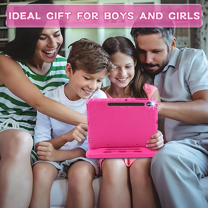 Heavy Duty Kids Case for Samsung Galaxy Tab S7 FE/S7 Plus/S8 Plus 12.4 inch | Rugged Protection Cover for Galaxy Tab S8+/Tab S7 FE/S7+ 2022/2021/2020 with S-Pen Holder Handle StandEVA Foam Rose Red