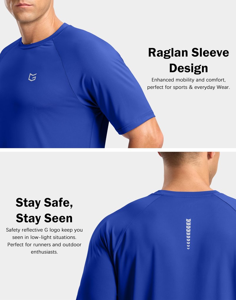 G Gradual Men's Athletic Workout T-Shirts Moisture Wicking Cooling Running Shirts Short Sleeve Performance Tee for Gym Tennis(Royal Blue,S)