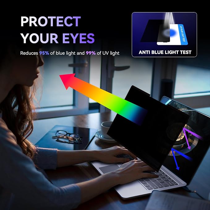 Privacy Screen Filter for Microsoft Surface Pro 11/10/9/8/X-13'' Removable | Nano-Suction Easy On/Off RemovableUV&ampGlare BlockBlue Light Block Computer Screen Filter Shield for Microsoft Surface