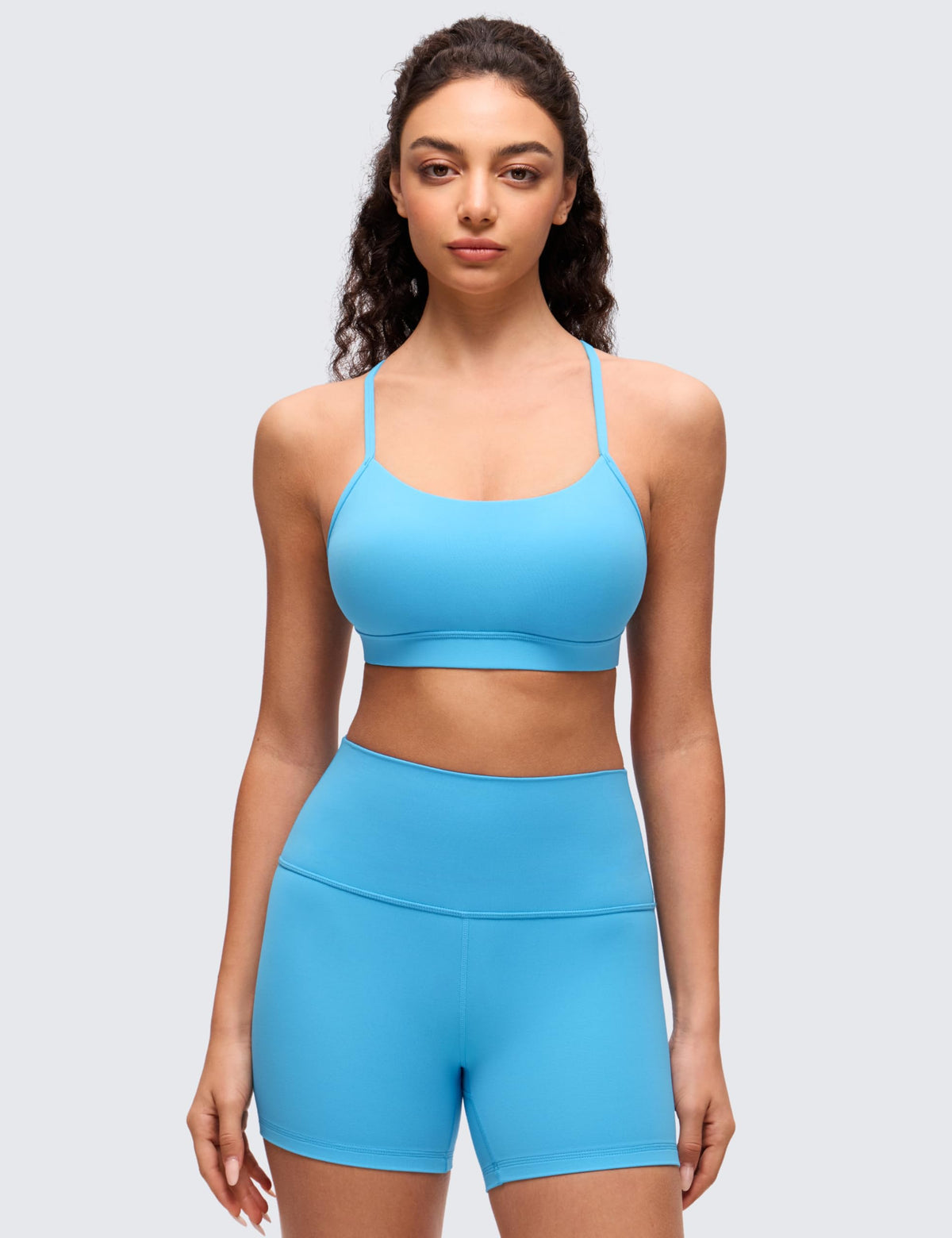 CRZ YOGA Butterluxe Y Back Sports Bras Kayak Blue Medium