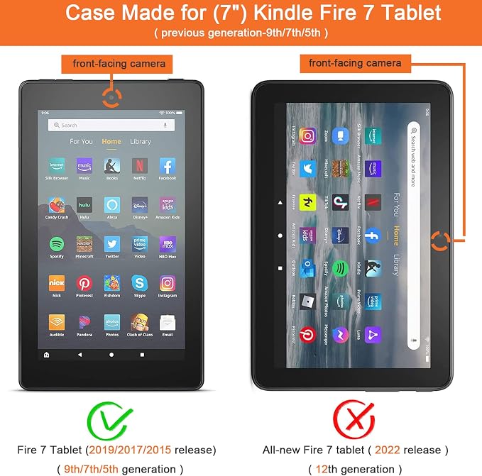 Case for Kindle Fire 7 TabletDteck Full Protective Flip Adjustable Stand Auto Wake/Sleep Smart Cover with Pencil Holder for Kindle Fire 7 Tablet 9th/7th/5th Generation 2019/2017/2015 ReleaseKing Dog