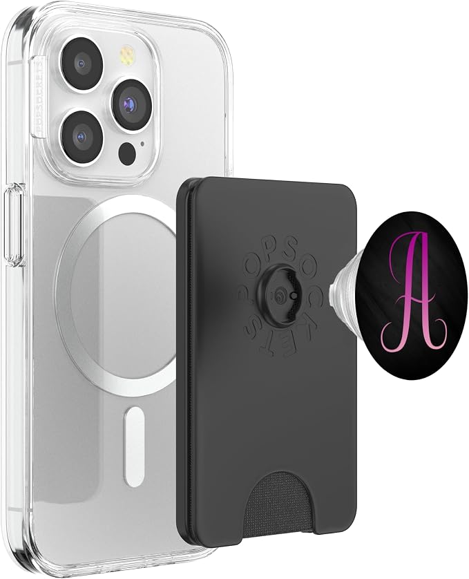 Pink Purple Letter A Monogram On Black PopSockets Adhesive PopGrip