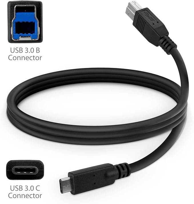 BoxWave Cable Compatible with Pioneer DJ DDJ-REV1 - DirectSync - USB B to USB 3.1 Type C USB B to C Sync Cable - 3ft - Black