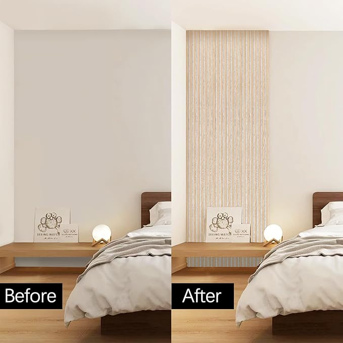 ARMURO Wood Slat Wall Panel - 2 PCS Slat Wall Paneling, Natural Oak Wood Veneer Sound Dampening Wall Panels - Wood Panels for Wall 12.6" W x 94.5" L