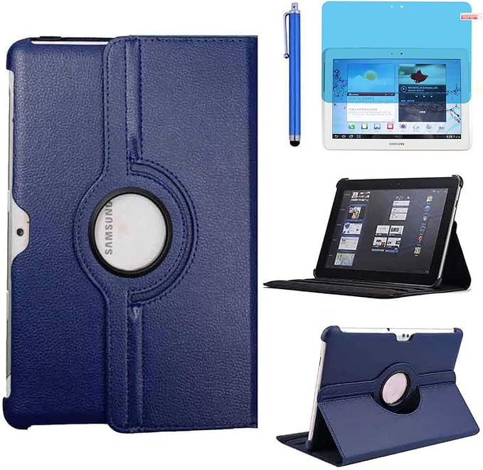 Case for Samsung Galaxy Note 10.1 inch 2012 (GT-N8000 N8010 N8013)360 Degree Rotating Stand Case Full Protective Coverwith Stylus PenScreen Film (Black)