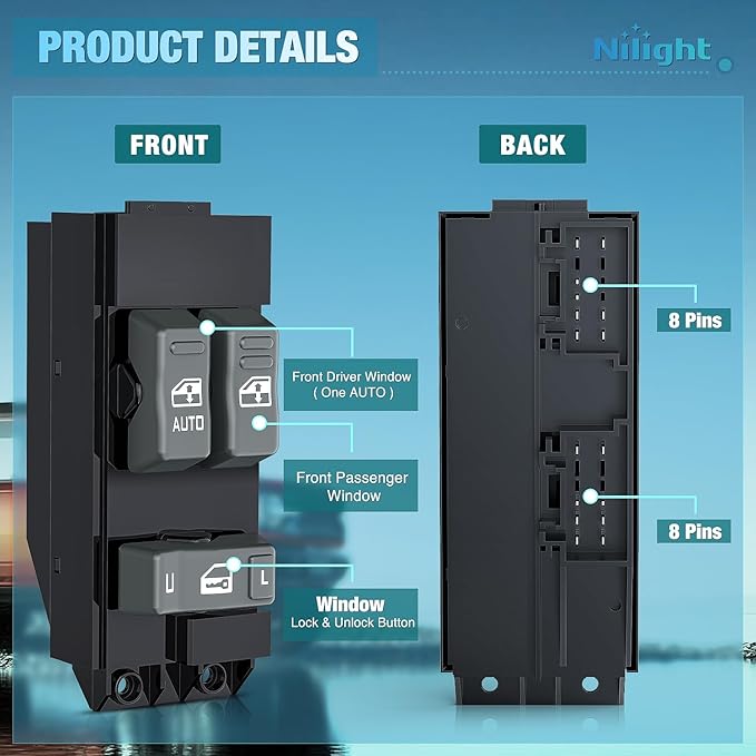 Nilight Power Master Window Switch Compatible with 1999 2000 2001 2002 Chevy Silverado 1500 2500 HD GMC Sierra 3500 Windows Control Switches