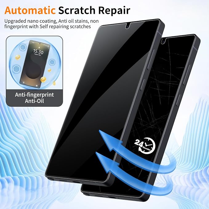 3 Pack Tempered Glass Privacy Screen Protector for iPhone 15 Pro Max 6.7 Inch Original Touch Sensitivity with Auto Alignment kit Bubble Free Case Friendly 9H Hardness