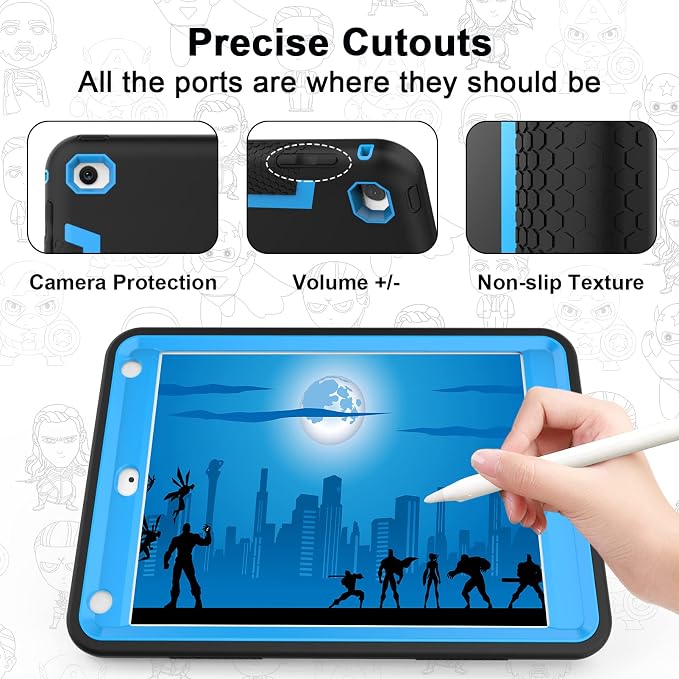 CCMAO iPad mini 5 Case 2019 iPad mini 4 Case 2015 Heavy Duty Shockproof Hybrid Protective Cover for iPad mini 5th/4th Generation 7.9 inch Purple+Green