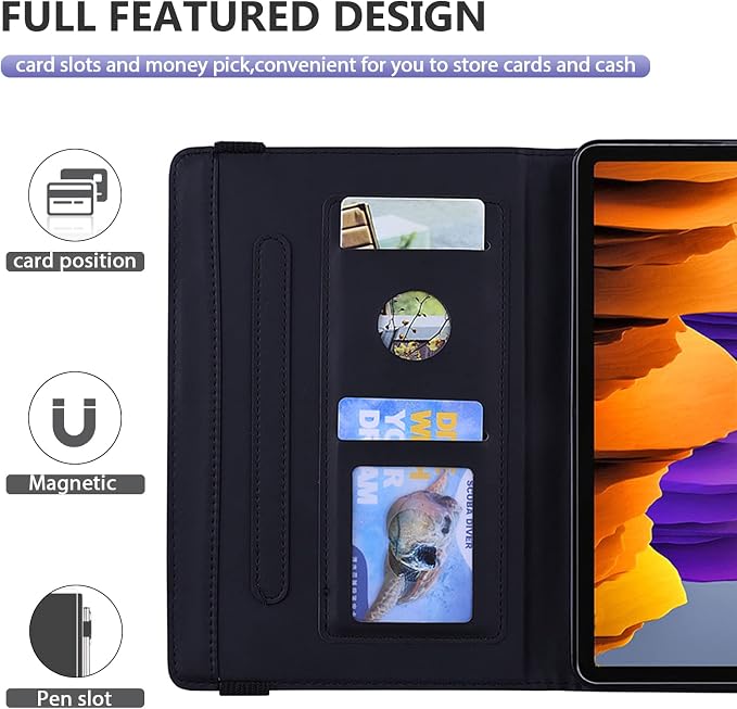 Dteck Case for Samsung Galaxy Tab S9 FE+ Plus 5G Tablet Case 12.4 2023 with Pencil HolderPU Leather Embossed Flower Cat Folio Multi-Angle Viewing Stand Shockproof Protective Tablet 12.4 CoverBlue