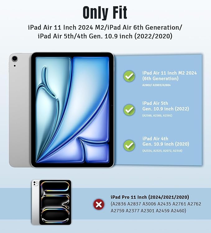 Case for iPad Air 11 Inch Case M2 2024 iPad Air 6th Gen Case/iPad Air 5th Gen 2022/Air 4th 2020 10.9 Inch Slim Stand Protective Smart Cover Fit iPad Air Retro Moth