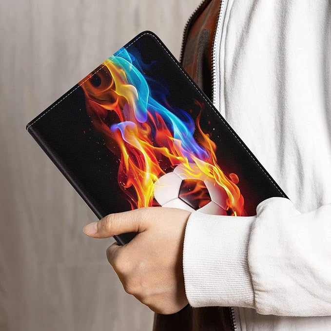 for iPad mini Case iPad mini 1 2 3 4 5 Case and Coasters Set PU Leather Folio Case Smart Cover with Stand &amp Auto Wake Sleep for iPad mini 5/4/3/2/1 - Flame Soccer