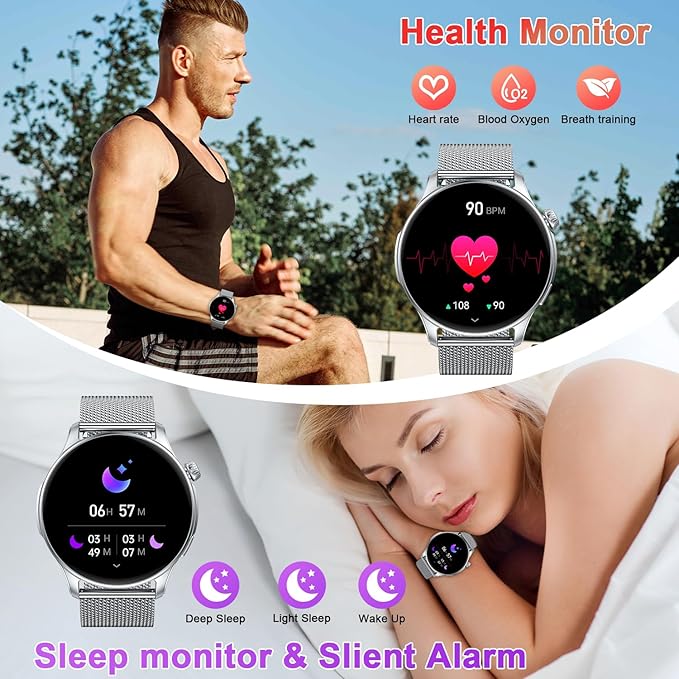 Smart Watch for Men Women Fitness: Make Answer Call Running Digital Mens Watches Waterproof Smartwatch Android Phone iPhone Samsung Compatible Step Pedometer Tracker Heart Rate Sleep SpO2 Monitor