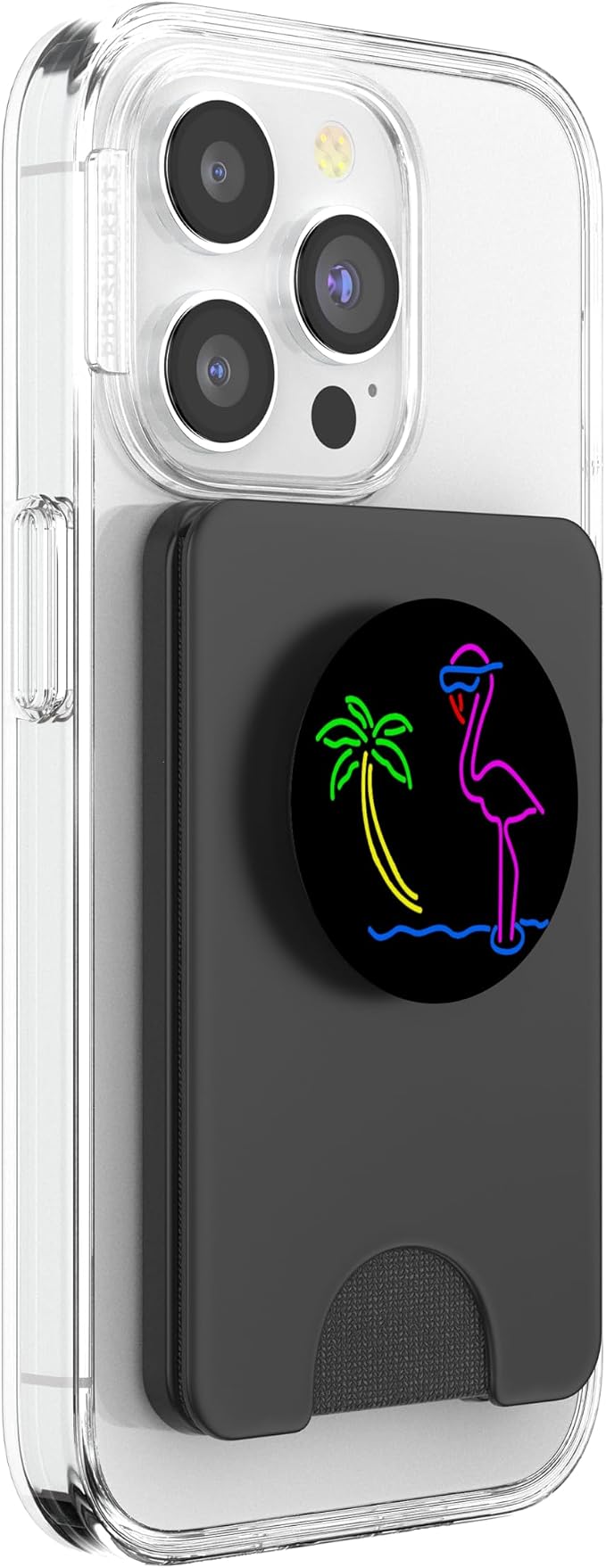 Neon Pink Flamingo Tropical Colorful Artwork Pop-Socket PopSockets Adhesive PopGrip