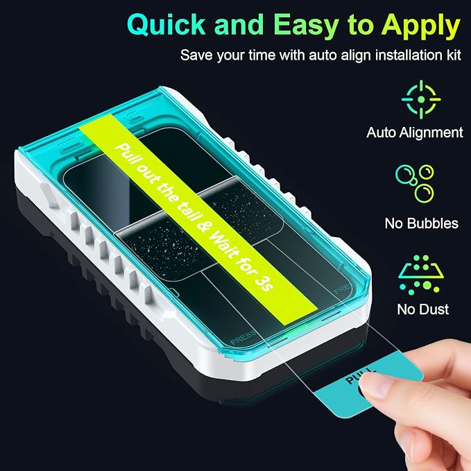 Esanik 2-Pack for iPhone 17 Pro/17/16Pro 360° Privacy Screen Protector - 4-Way Anti-Spy Tempered Glass Shatterproof Anti-Peep Scratch Resistant