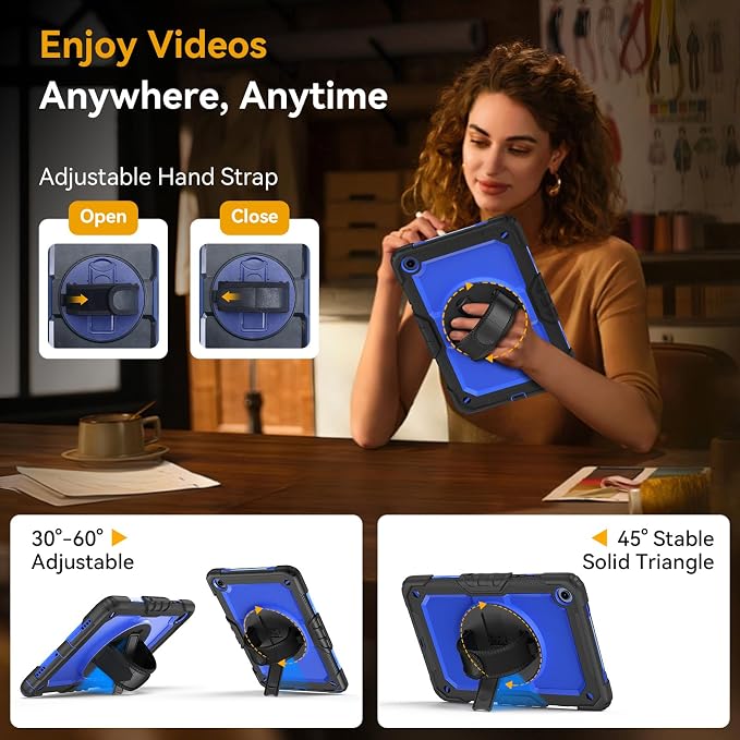 Case for Samsung Galaxy Tab A11+ Plus 11 Inch Ubearkk for Galaxy Tab A9+ Plus Case Full-Body Drop Protection Cover with Screen Protector 360° Rotating Stand and Hand/Shoulder StrapBrightblue