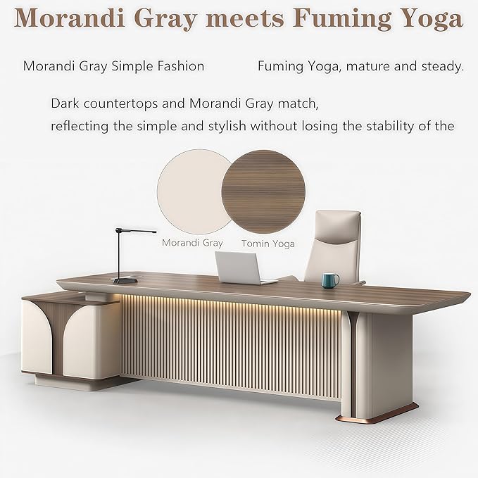 Modern L Shaped Desk, 86.6 inch Large Desk with Storage, Executive Desks for Home Office No Installation Required with Drawers and Lockable