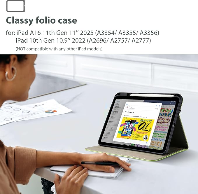 ProCase for iPad A16 11th Generation 11” 2025/iPad 10th Generation 10.9” 2022 with Pencil Holder iPad 11/10 PU Leather Case Business Stand Cover Smart Folio with Hand Strap Front Pocket -Berrypurple