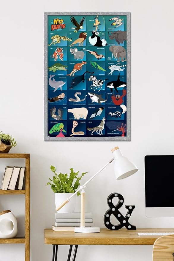 Wild Kratts - Grid Wall Poster, 34L" x 22.4W", Gray Framed Version