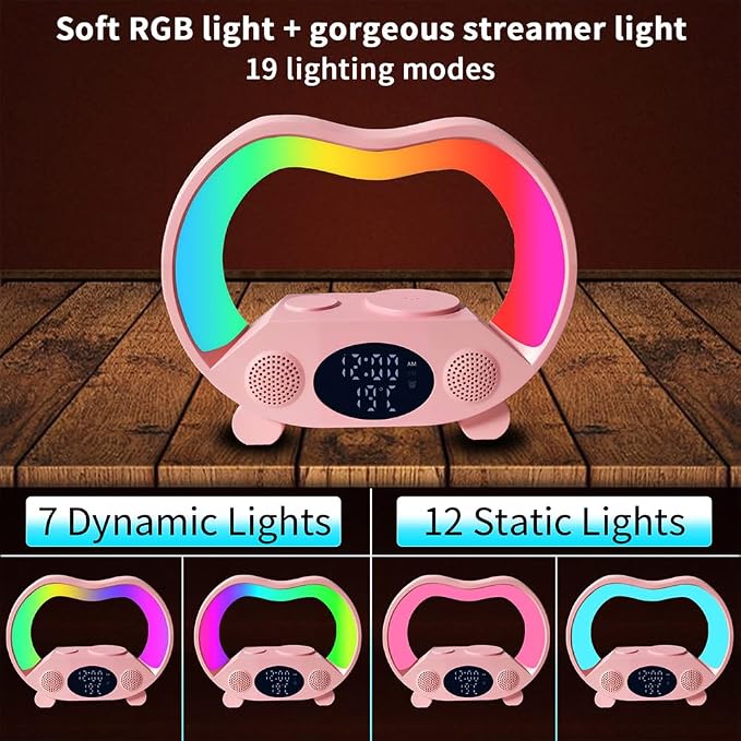 IHAO 3in1 Multifunctional Foldable Wireless Charging Station with LED Ambient Night Light Fast QC3.0 Charger for Phone iWatch Headphone Space-Saving Auto-Shutoff &amp Overcharge Protection-Black