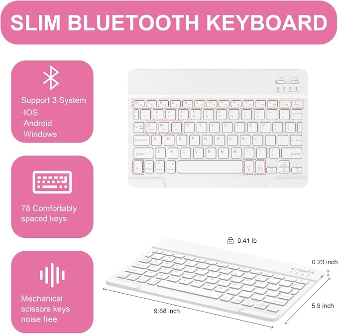 Soke for iPad (A16) 11th/10th Gen Case with Keyboard Black Marble | For iPad 11/10.9 inch(2025/2022) 7 Color Backlight Magnetic wireless Detachable Keyboard Case Built-in Pencil Holder