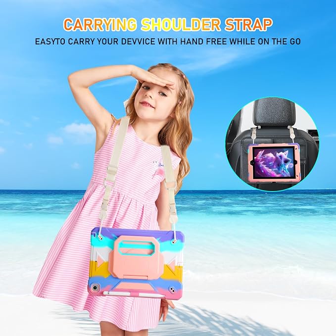for iPad 9th/8th/7th Generation Case iPad 10.2 Case 2021/2020/2019 Rugged Heavy Duty Shockproof Protective Kids Case with Screen Protector/360° Rotating Folding Stand/Pencil Holder/Shoulder Strap