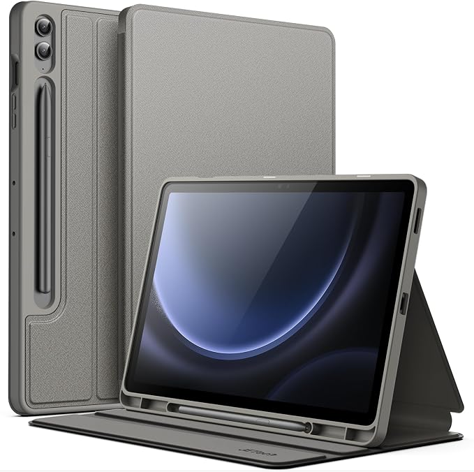 JETech Case for Samsung Galaxy Tab S9 FE+ / S9 FE Plus 12.4-Inch with S Pen Holder Slim Folio Stand Protective Tablet Cover Multi-Angle Viewing (Black)