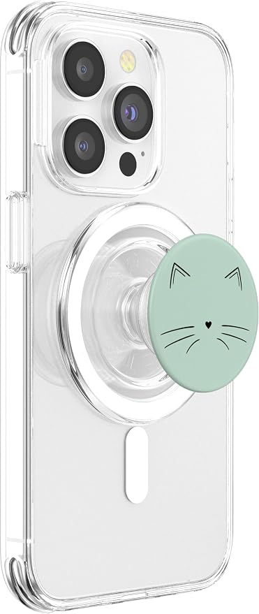 Black Cat Face Green PopSockets Adhesive PopGrip
