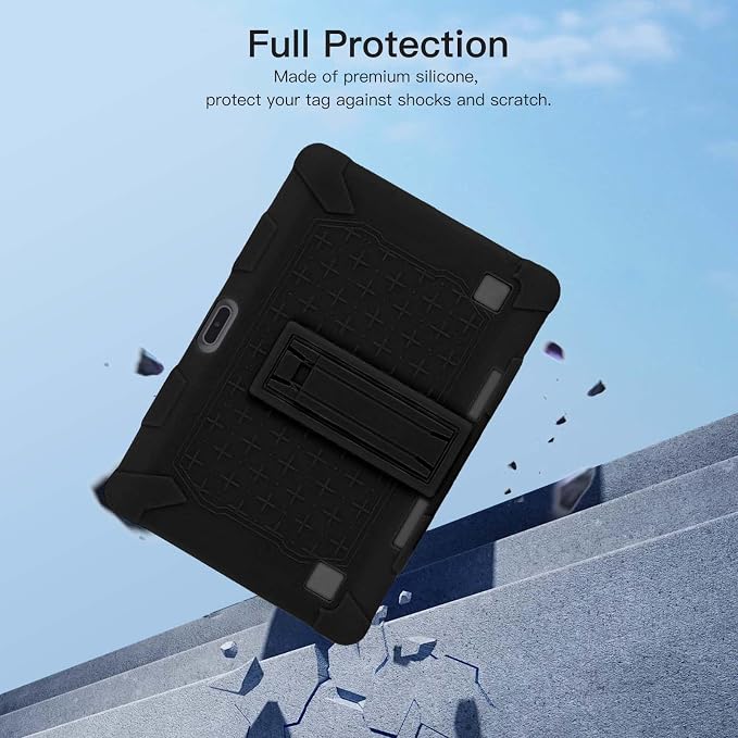Case for ZZB ZB10 / JUNYANG Tablet 10.1 inchSoft Silicone Protector CoverKids FriendlyAdjustable Stand Tablet Cover4 Corners Thicken ShockproofBlack