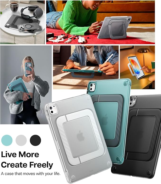 TORRAS Ostand K3 Neo for iPad Air 11 Inch Case (M4 2026 M3 2025 M2 2024) Viewing Angles AdjustableUltra Stable Stand Shockproof Protective Slim Kickstand Case with Pencil Holder Glacier Sprint