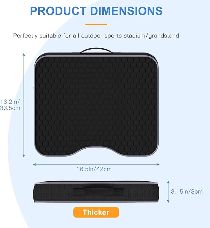 Stadium Seat Cushions for Bleachers - 3.15" Extra Thick Portable Bleacher Seats with Memory Foam & Massage Dots, Comfortable Waterproof Outdoor Chair Pads for Sporting Events, Travel, Camping