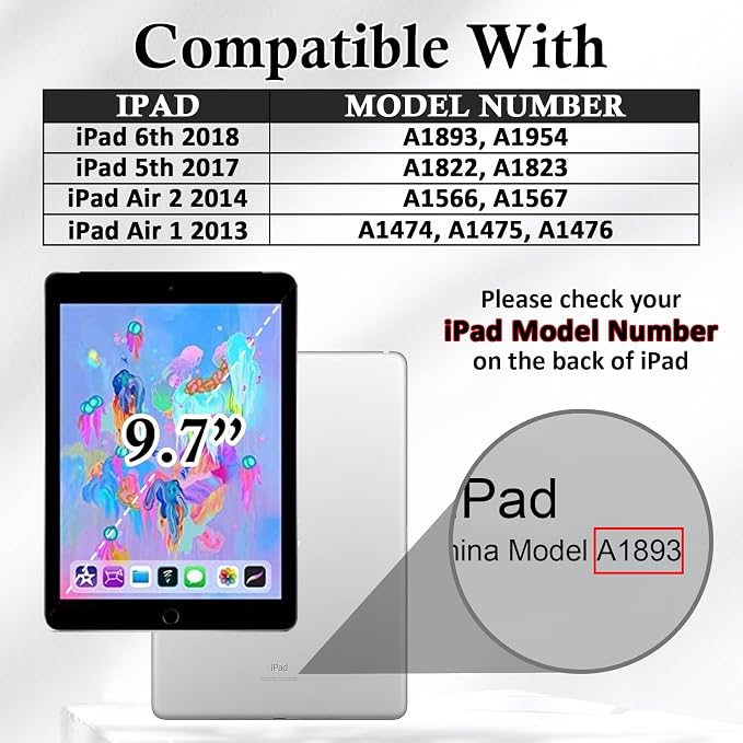 Case for iPad 6th/5th Generation 2018/2017 for iPad Air 2 2014 / Air 1 2013 9.7 inch Multi-Angle Viewing Stand 9.7 Cover Folio Auto Wake/Sleep iPad 6/5 Gen Case (Colorful Tree)