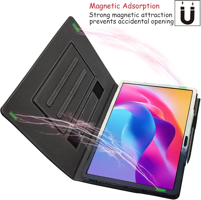 Hand Strap Case for 10.1 TCL TAB 10 Gen 4 (Model: 8483A) Tablet PU Leather Bidirectional Multi-Angle Stand Cover with Auto Sleep &amp Wake/Elastic Pen Holder (Black)