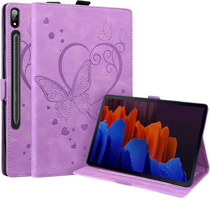 Dteck Wallet Case for Galaxy Tab S10+/S9+/S7 FE/S8+/S7 Plus 12.4 Tablet Premium PU Leather Folding Stand Auto Wake/Sleep Pen Holder Case with Hummingbirds