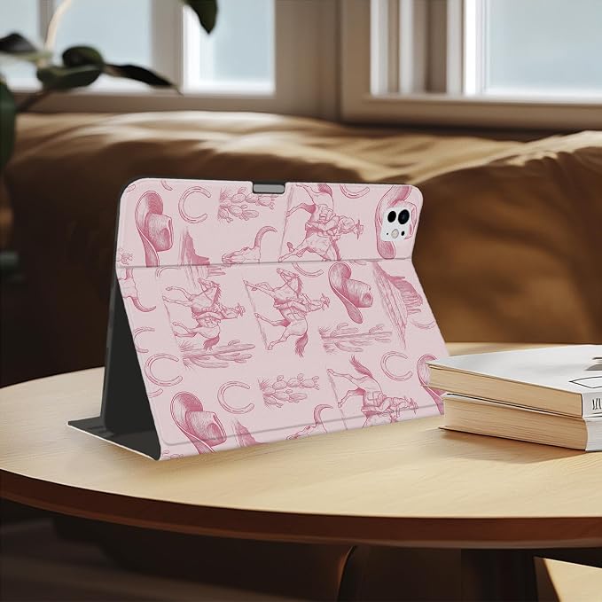 Stylish Case for iPad 9th/8th/7th Generation 10.2 2021/2020/2019Art Pink Starry Sky Textured Folio Case with Pencil Holder Multi-Angle View Adjustable Stand Auto Wake/Sleep Cover for Women