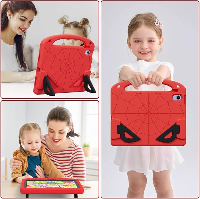 Kids Case for iPad A16 11th/ 10th Generation (2025/2022 Model) | iPad 11/ iPad 10 Full-Body Drop Protection cover with Screen Protector EVA Shockproof Handle Stand Black